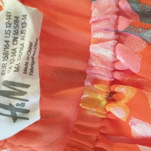 Orange floral pattern spaghetti strap H&M size 12-14A - Picture 5 of 6